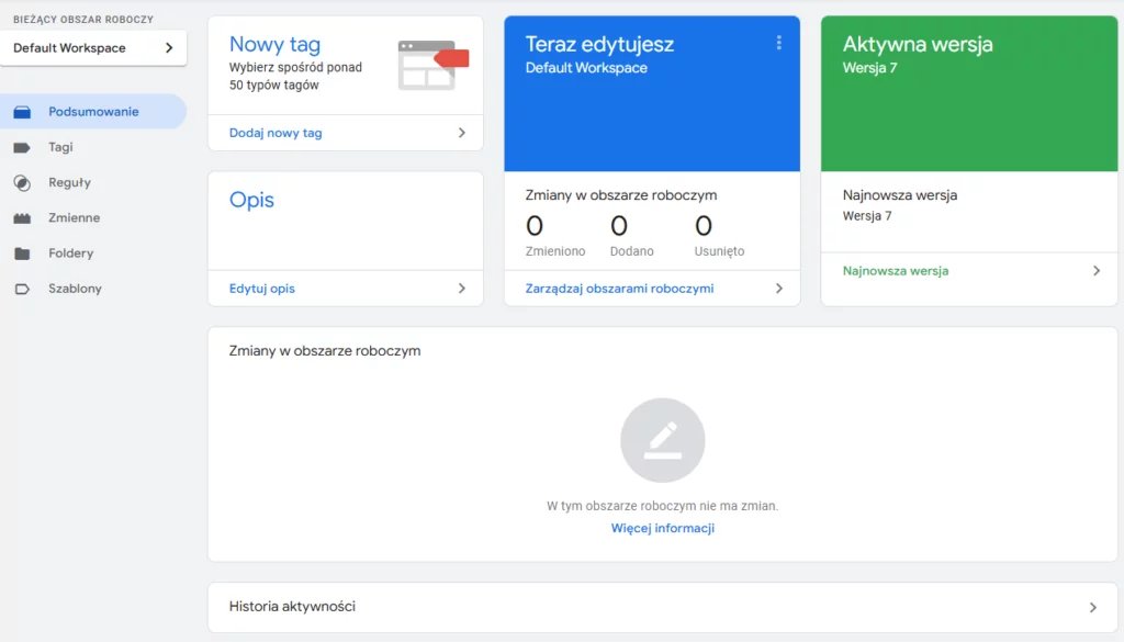 Google Tag Manager – jak działa i do czego służy? 2 google tag manager panel