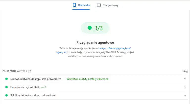 Przeglądanie agentowe w PageSpeed Insights 1 przegladanie-agentowe